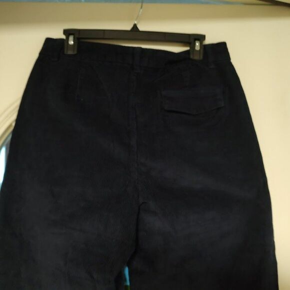 New Old Navy High Rise Wide Leg Navy Blue Corduroy Cropped Pants Women's 8 Tall - Picture 3 of 3